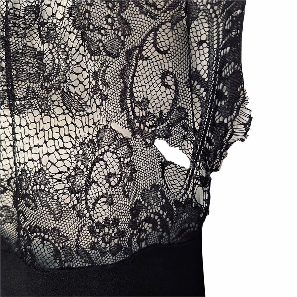 Express Black Lace Peplum Silk Blouse Sequins M - Picture 15 of 15
